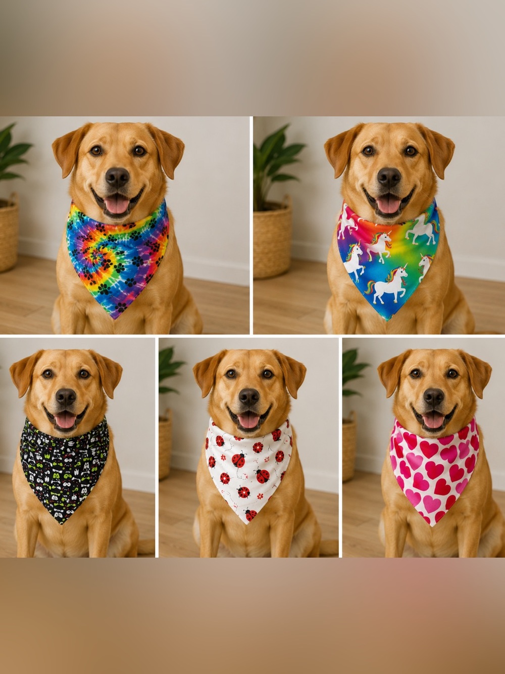 Dog Bandanas - Rainbow & Patterned Styles, Multi-Color